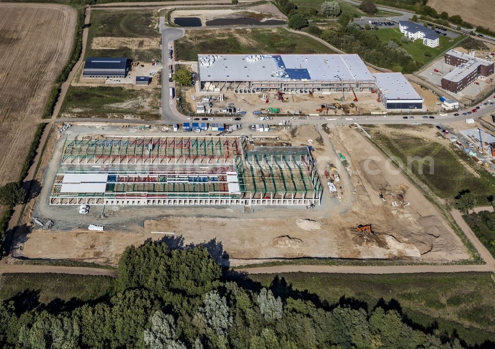 Melsdorf from above - New building construction site in the industrial park Rotenhof in Melsdorf in the state , Germany