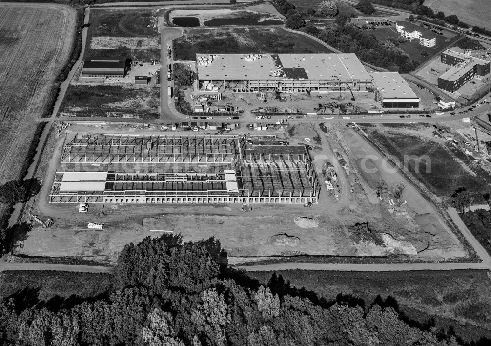 Melsdorf from the bird's eye view: New building construction site in the industrial park Rotenhof in Melsdorf in the state , Germany