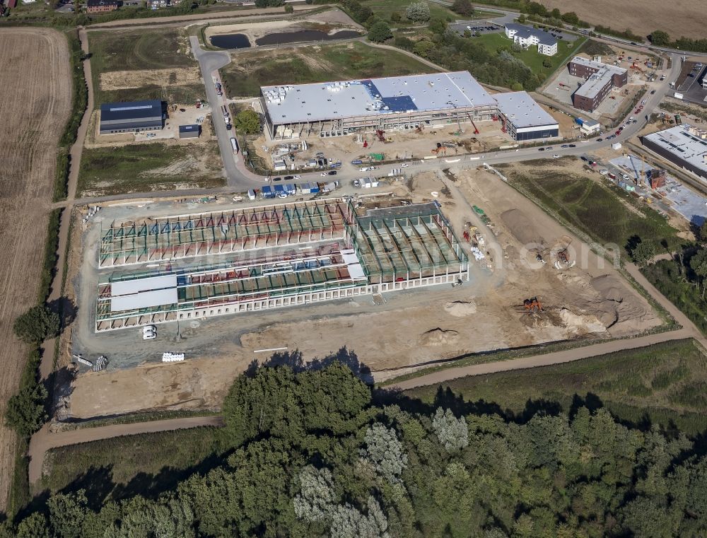 Aerial image Melsdorf - New building construction site in the industrial park Rotenhof in Melsdorf in the state , Germany