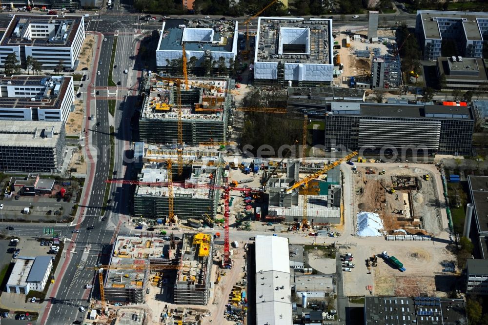 Aerial image Erlangen - New building construction site in the industrial park Siemens- Campus in the district Bruck in Erlangen in the state Bavaria, Germany