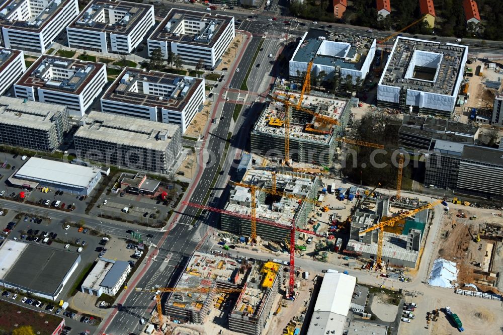 Aerial photograph Erlangen - New building construction site in the industrial park Siemens- Campus in the district Bruck in Erlangen in the state Bavaria, Germany