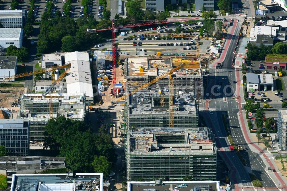 Aerial photograph Erlangen - New building construction site in the industrial park Siemens- Campus in the district Bruck in Erlangen in the state Bavaria, Germany