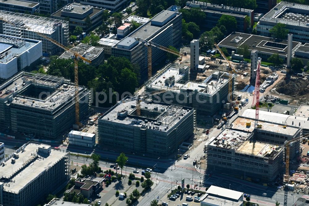 Aerial image Erlangen - New building construction site in the industrial park Siemens- Campus in the district Bruck in Erlangen in the state Bavaria, Germany