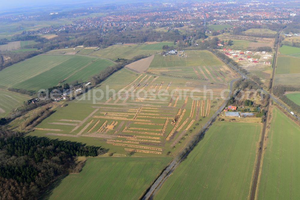 Aerial image Stade - New construction site Heidesiedlung Riensfoerde in Stade in the state of Lower Saxony, Germany