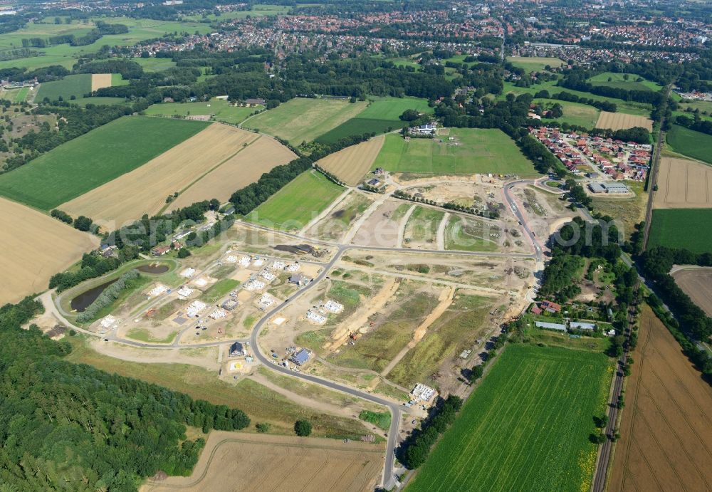 Aerial photograph Stade - New construction site Heidesiedlung Riensfoerde in Stade in the state of Lower Saxony, Germany