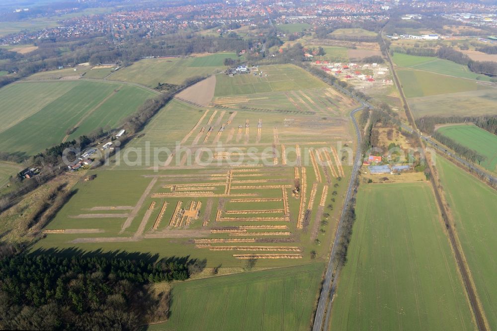 Stade from above - New construction site Heidesiedlung Riensfoerde in Stade in the state of Lower Saxony, Germany