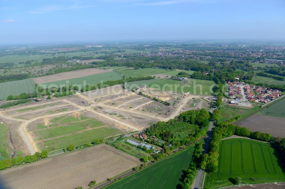 Aerial photograph Stade - New construction site Heidesiedlung Riensfoerde in Stade in the state of Lower Saxony, Germany