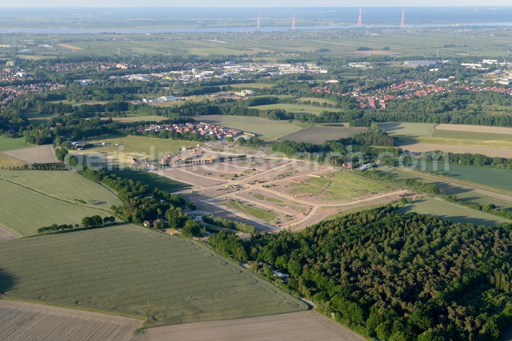 Stade from above - New construction site Heidesiedlung Riensfoerde in Stade in the state of Lower Saxony, Germany