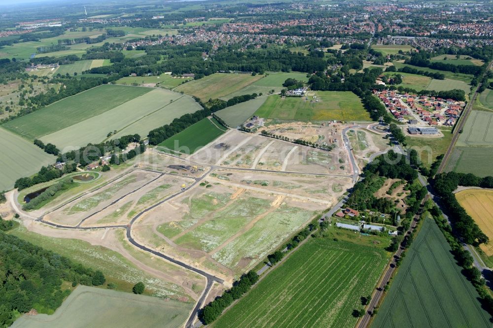 Aerial photograph Stade - New construction site Heidesiedlung Riensfoerde in Stade in the state of Lower Saxony, Germany