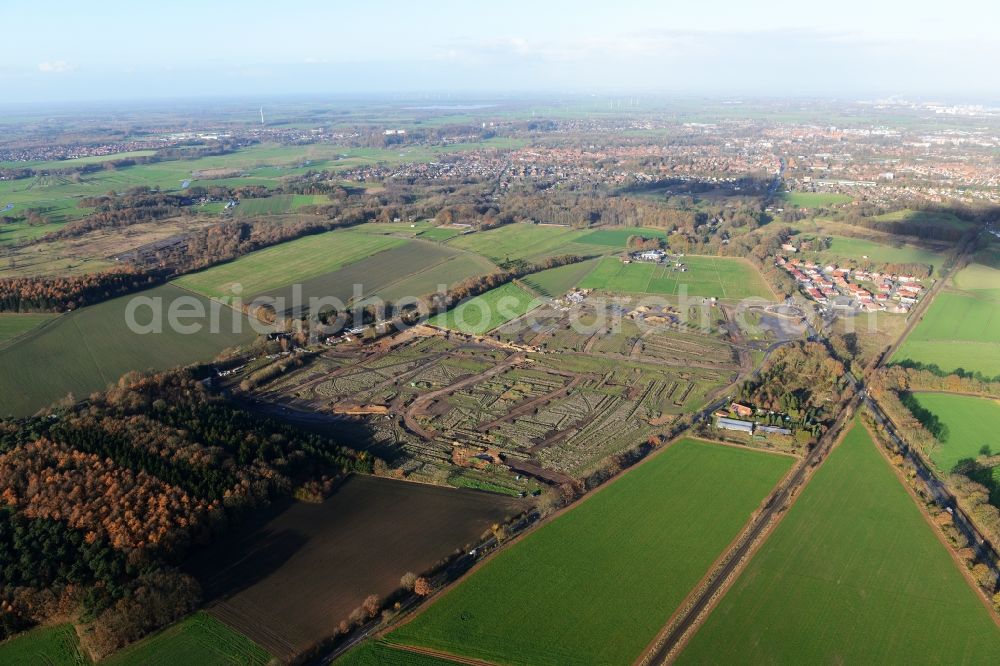 Aerial photograph Stade - New construction site Heidesiedlung Riensfoerde in Stade in the state of Lower Saxony, Germany