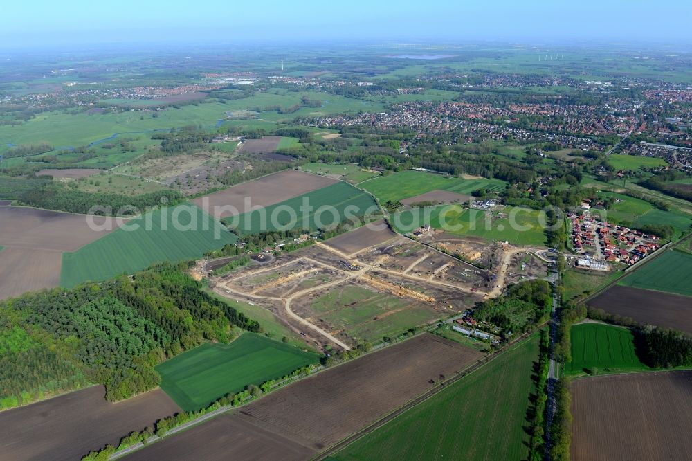 Aerial image Stade - New construction site Heidesiedlung Riensfoerde in Stade in the state of Lower Saxony, Germany