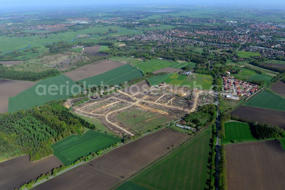 Aerial photograph Stade - New construction site Heidesiedlung Riensfoerde in Stade in the state of Lower Saxony, Germany