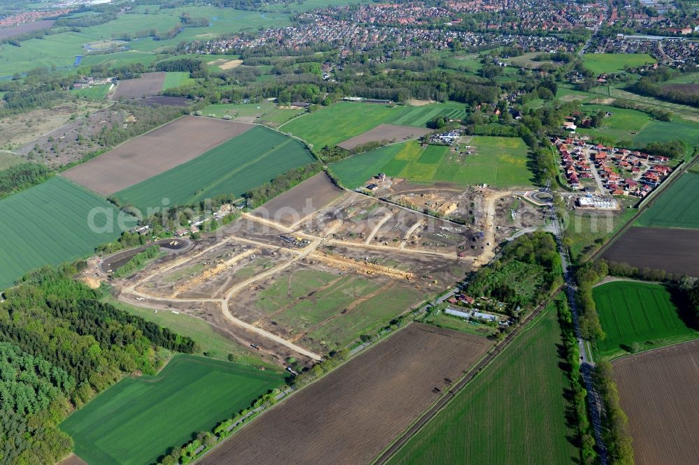 Stade from above - New construction site Heidesiedlung Riensfoerde in Stade in the state of Lower Saxony, Germany