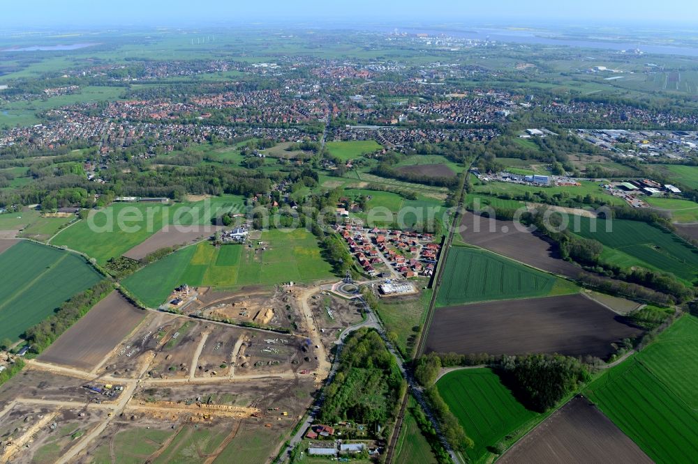 Aerial photograph Stade - New construction site Heidesiedlung Riensfoerde in Stade in the state of Lower Saxony, Germany