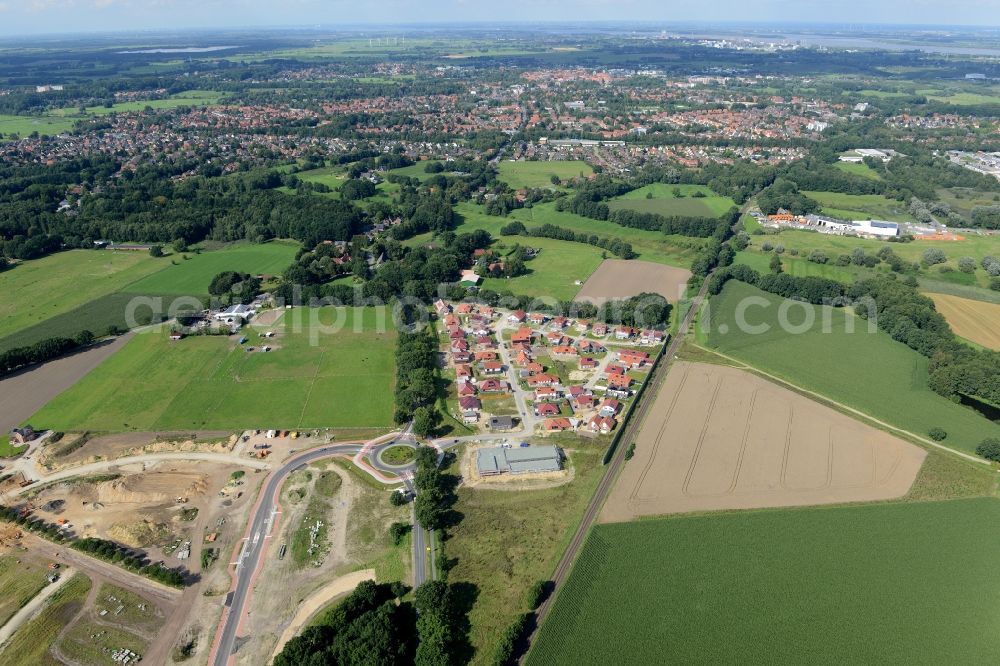 Aerial image Stade - New construction site Heidesiedlung Riensfoerde in Stade in the state of Lower Saxony, Germany