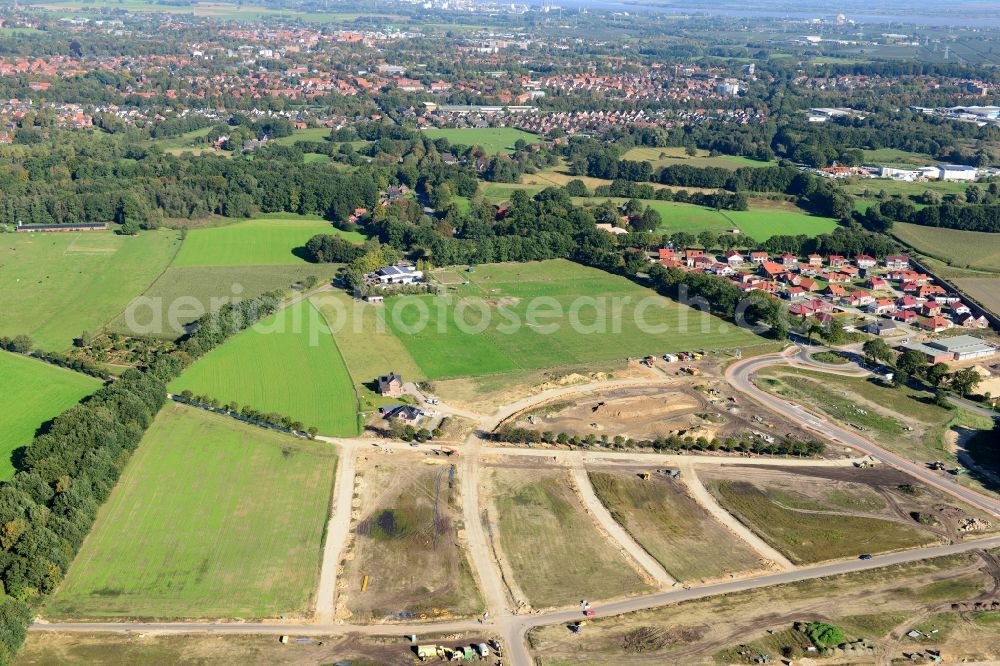 Aerial photograph Stade - New construction site Heidesiedlung Riensfoerde in Stade in the state of Lower Saxony, Germany