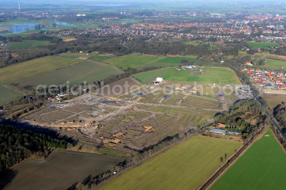 Stade from the bird's eye view: New construction site Heidesiedlung Riensfoerde in Stade in the state of Lower Saxony, Germany