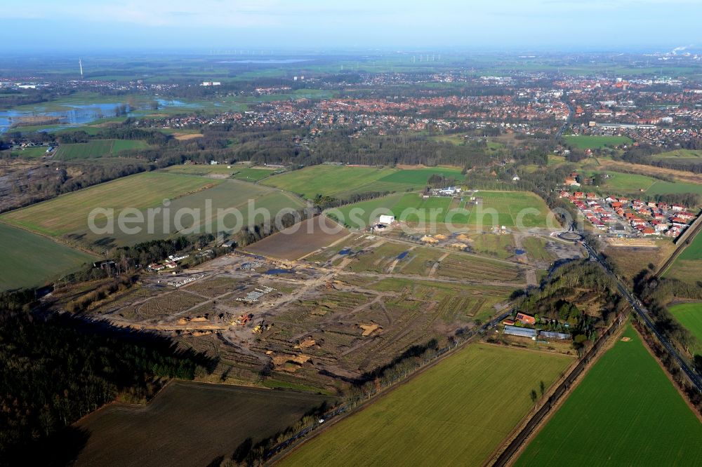 Aerial image Stade - New construction site Heidesiedlung Riensfoerde in Stade in the state of Lower Saxony, Germany