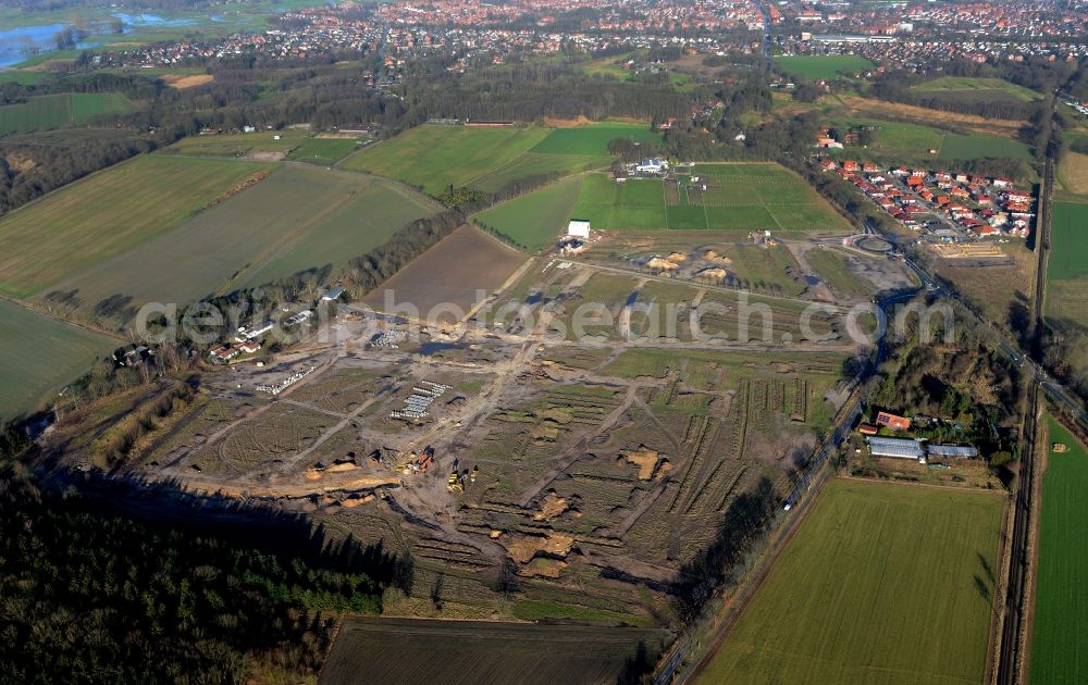 Aerial photograph Stade - New construction site Heidesiedlung Riensfoerde in Stade in the state of Lower Saxony, Germany