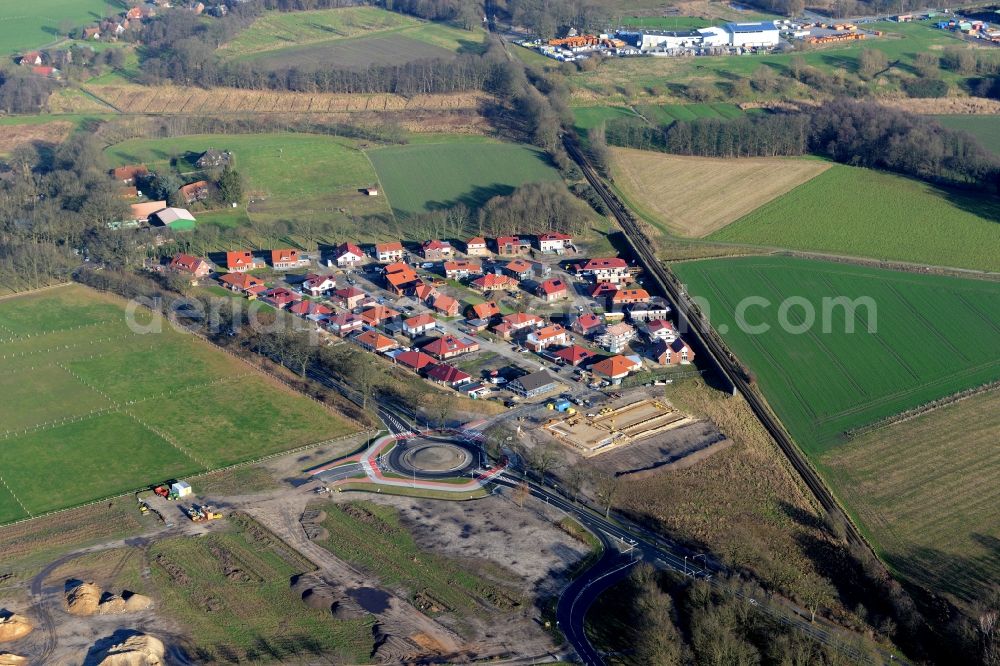 Aerial image Stade - New construction site Heidesiedlung Riensfoerde in Stade in the state of Lower Saxony, Germany