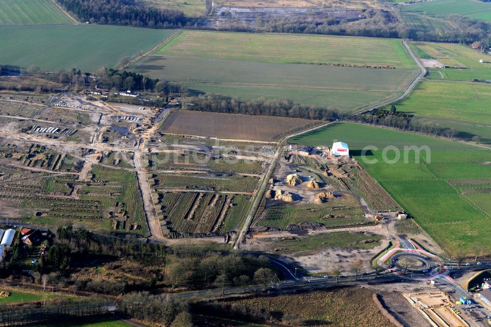 Aerial photograph Stade - New construction site Heidesiedlung Riensfoerde in Stade in the state of Lower Saxony, Germany