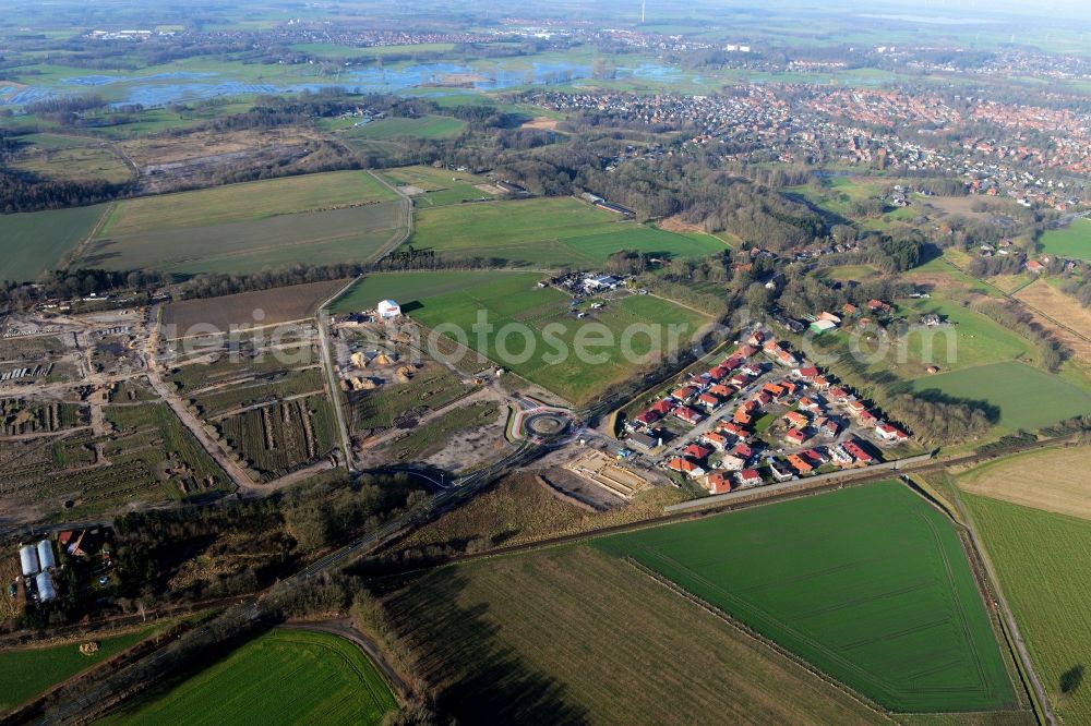 Aerial photograph Stade - New construction site Heidesiedlung Riensfoerde in Stade in the state of Lower Saxony, Germany