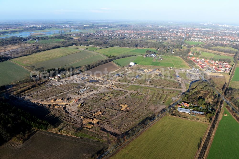 Stade from above - New construction site Heidesiedlung Riensfoerde in Stade in the state of Lower Saxony, Germany