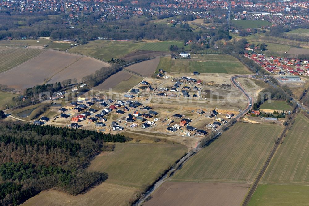 Aerial photograph Stade - New construction site Heidesiedlung Riensfoerde in Stade in the state of Lower Saxony, Germany