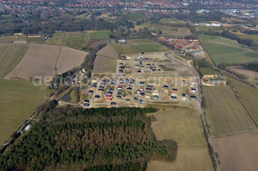 Aerial image Stade - New construction site Heidesiedlung Riensfoerde in Stade in the state of Lower Saxony, Germany