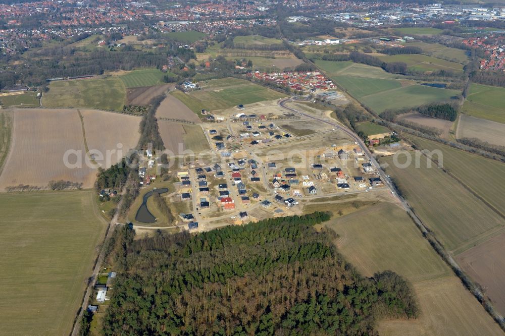 Aerial photograph Stade - New construction site Heidesiedlung Riensfoerde in Stade in the state of Lower Saxony, Germany