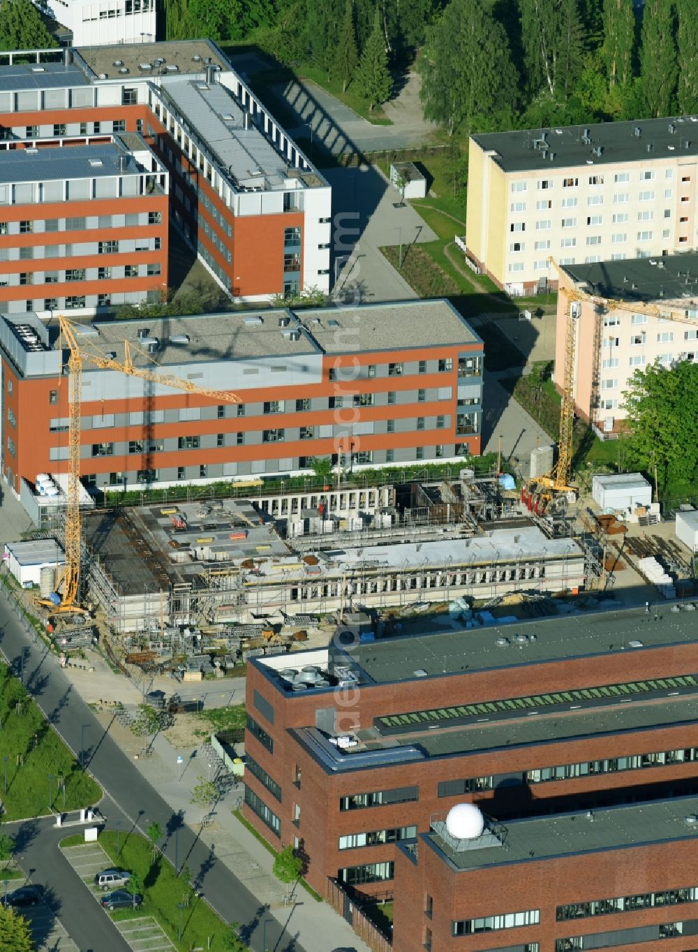 Rostock from above - Campus university area with new construction site Instituts fuer Chemie on Albert-Einstein-Strasse in Rostock in the state Mecklenburg - Western Pomerania, Germany