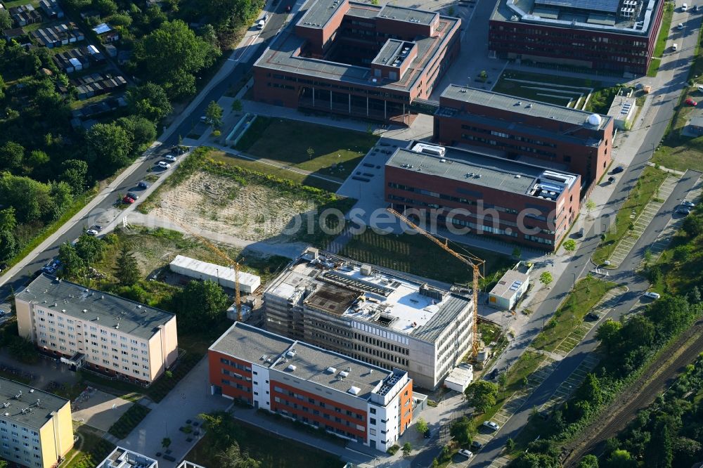 Rostock from the bird's eye view: Campus university area with new construction site Instituts fuer Chemie on Albert-Einstein-Strasse in Rostock in the state Mecklenburg - Western Pomerania, Germany