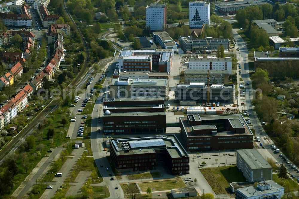 Rostock from above - Campus university area with new construction site Instituts fuer Chemie on Albert-Einstein-Strasse in Rostock in the state Mecklenburg - Western Pomerania, Germany