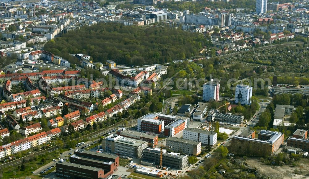 Rostock from above - Campus university area with new construction site Instituts fuer Chemie on Albert-Einstein-Strasse in Rostock in the state Mecklenburg - Western Pomerania, Germany