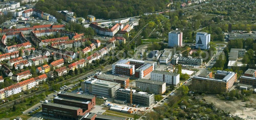 Rostock from the bird's eye view: Campus university area with new construction site Instituts fuer Chemie on Albert-Einstein-Strasse in Rostock in the state Mecklenburg - Western Pomerania, Germany