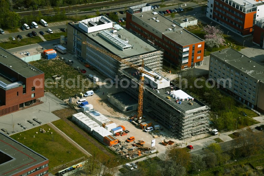 Aerial image Rostock - Campus university area with new construction site Instituts fuer Chemie on Albert-Einstein-Strasse in Rostock in the state Mecklenburg - Western Pomerania, Germany