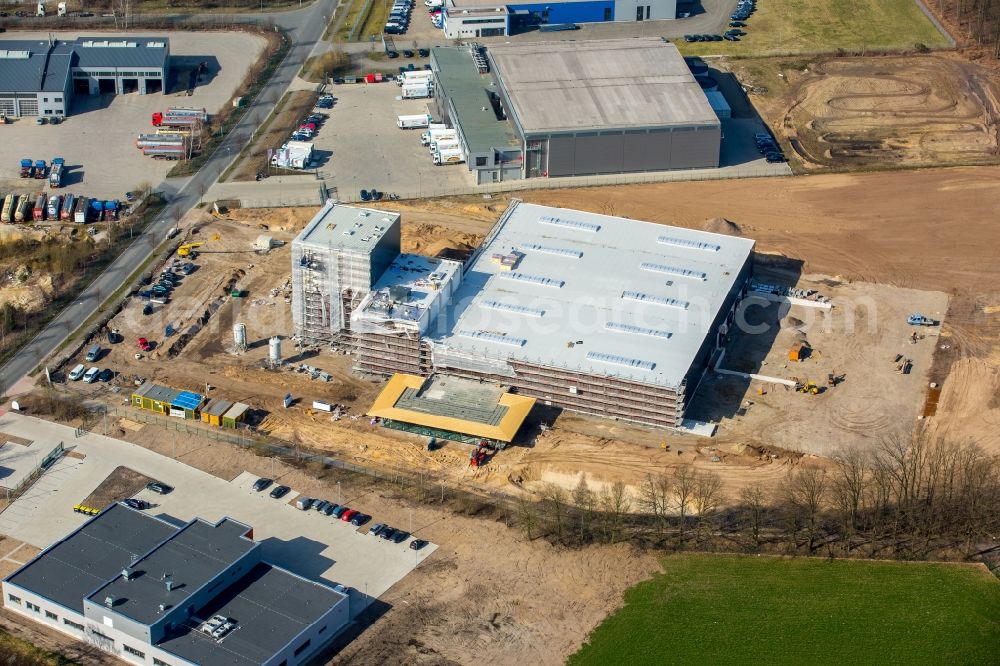 Marl from above - New building construction site of the Coffee roasters Tempelmann in Industrial park Dorsten / Marl at the Werrastrasse in the state North Rhine-Westphalia