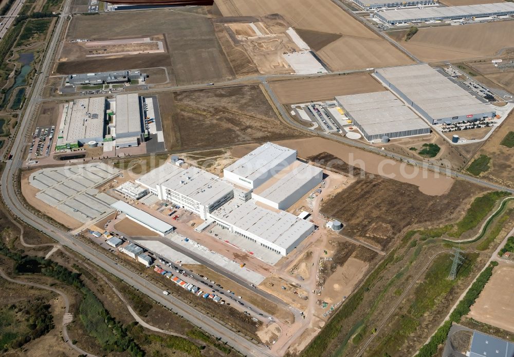 Aerial photograph Halle / Saale - New building - construction site on the factory premises - Aftermarket Kitting Operation in area Star Park in Halle / Saale in the state Saxony-Anhalt, Germany