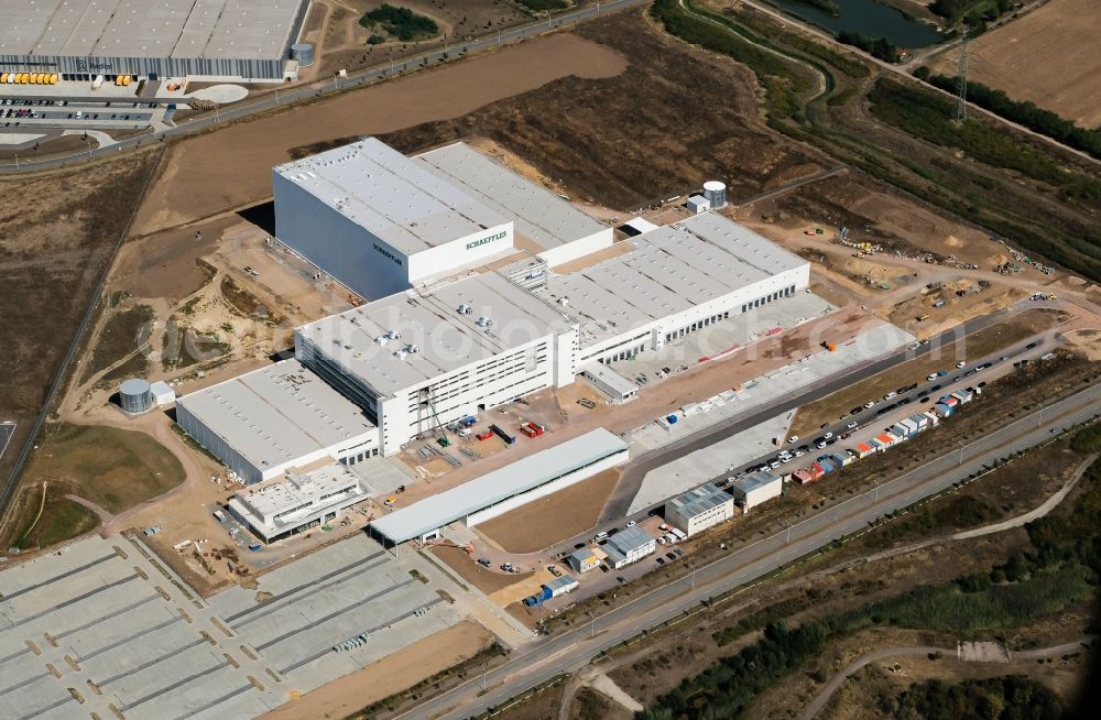 Aerial image Halle / Saale - New building - construction site on the factory premises - Aftermarket Kitting Operation in area Star Park in Halle / Saale in the state Saxony-Anhalt, Germany