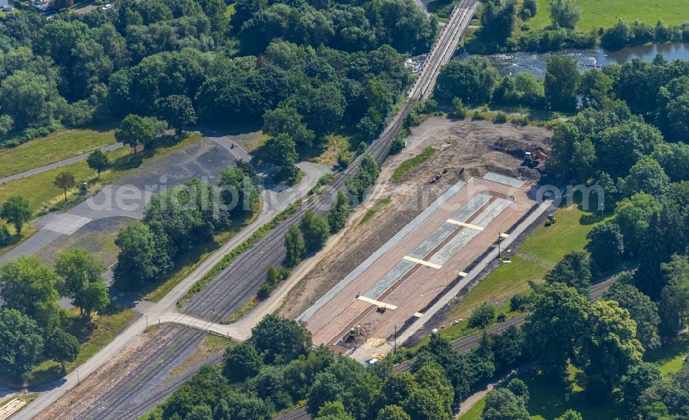 Arnsberg from above - New construction site of car park Arnsberger Strasse in the district Huesten in Arnsberg in the state North Rhine-Westphalia, Germany