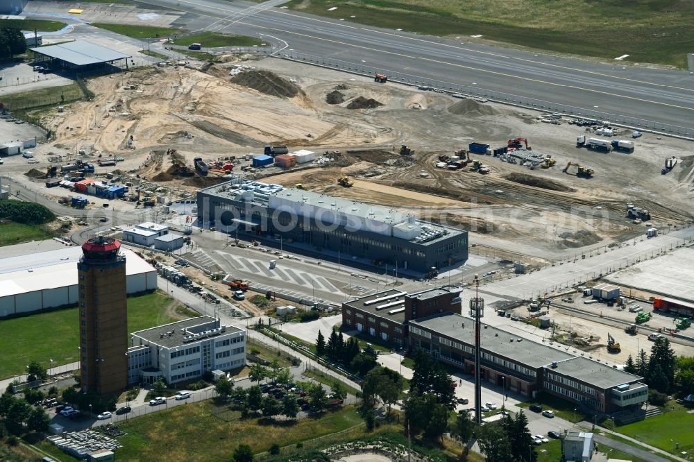 Schönefeld from above - Expansion and construction site on the grounds of the airport Regierungsflughafen - Empfangsgebaeude in Protokollbereich on Flughafen BER in Schoenefeld in the state Brandenburg, Germany