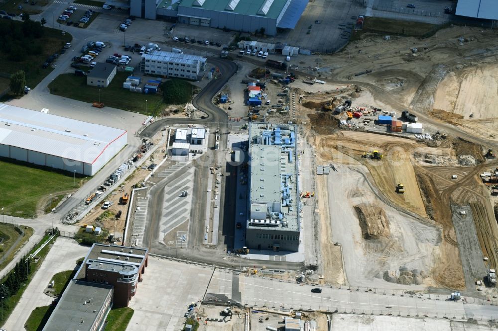 Schönefeld from above - Expansion and construction site on the grounds of the airport Regierungsflughafen - Empfangsgebaeude in Protokollbereich on Flughafen BER in Schoenefeld in the state Brandenburg, Germany