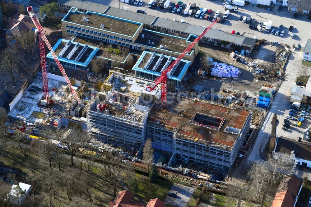 Berlin from above - New construction site for a rehabilitation center of the rehabilitation clinic of BG Klinikum Unfallkrankenhaus Berlin gGmbH in the district Marzahn in Berlin, Germany