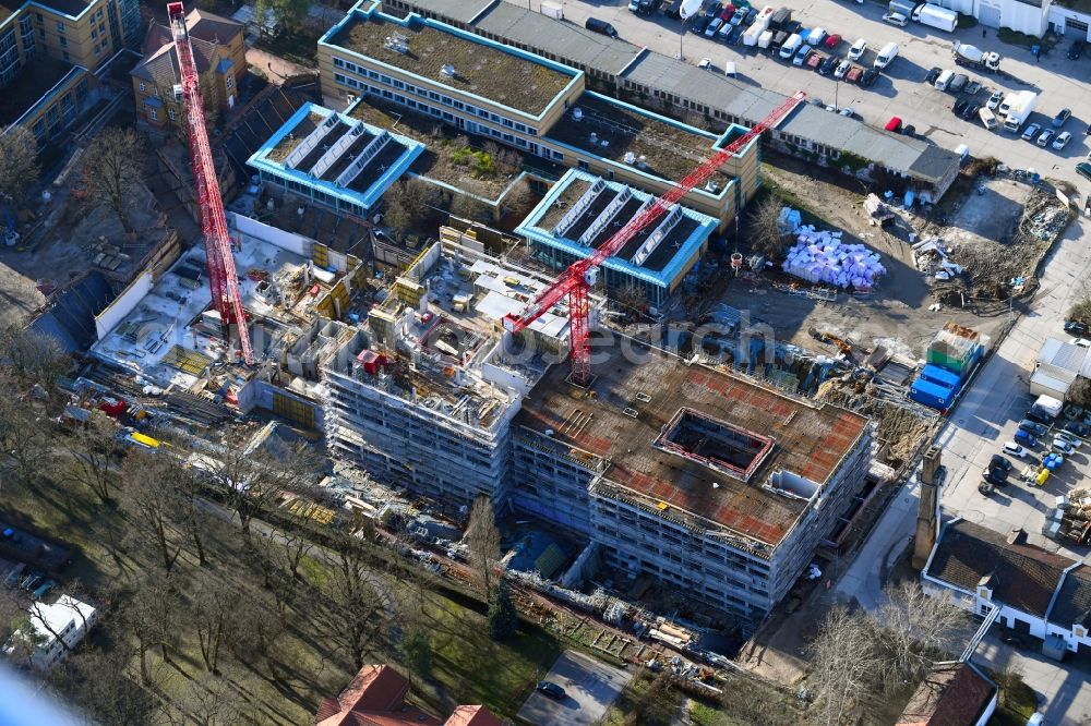 Berlin from the bird's eye view: New construction site for a rehabilitation center of the rehabilitation clinic of BG Klinikum Unfallkrankenhaus Berlin gGmbH in the district Marzahn in Berlin, Germany