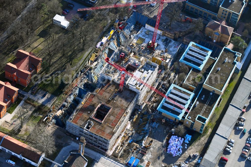 Aerial photograph Berlin - New construction site for a rehabilitation center of the rehabilitation clinic of BG Klinikum Unfallkrankenhaus Berlin gGmbH in the district Marzahn in Berlin, Germany