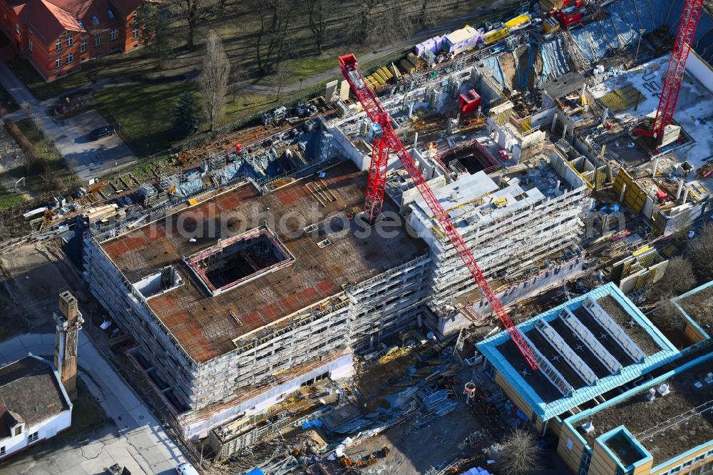 Berlin from the bird's eye view: New construction site for a rehabilitation center of the rehabilitation clinic of BG Klinikum Unfallkrankenhaus Berlin gGmbH in the district Marzahn in Berlin, Germany