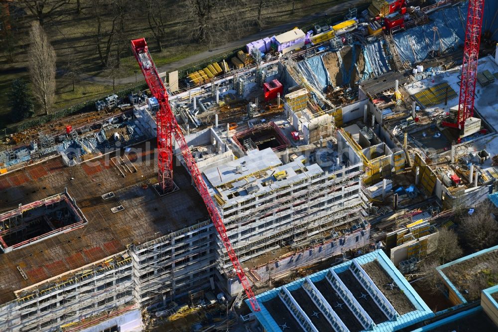 Aerial image Berlin - New construction site for a rehabilitation center of the rehabilitation clinic of BG Klinikum Unfallkrankenhaus Berlin gGmbH in the district Marzahn in Berlin, Germany