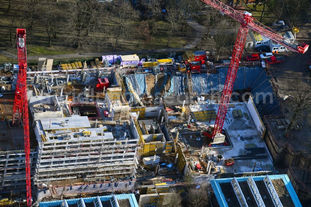 Aerial photograph Berlin - New construction site for a rehabilitation center of the rehabilitation clinic of BG Klinikum Unfallkrankenhaus Berlin gGmbH in the district Marzahn in Berlin, Germany