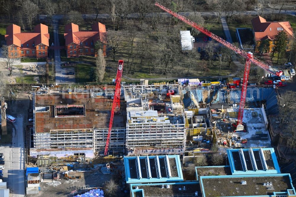 Berlin from above - New construction site for a rehabilitation center of the rehabilitation clinic of BG Klinikum Unfallkrankenhaus Berlin gGmbH in the district Marzahn in Berlin, Germany