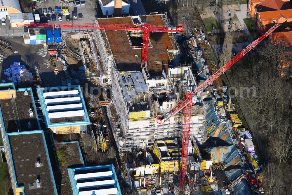 Berlin from above - New construction site for a rehabilitation center of the rehabilitation clinic of BG Klinikum Unfallkrankenhaus Berlin gGmbH in the district Marzahn in Berlin, Germany